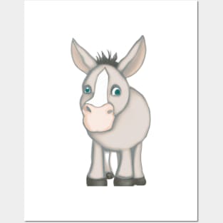 Cute Donkey Drawing Posters and Art